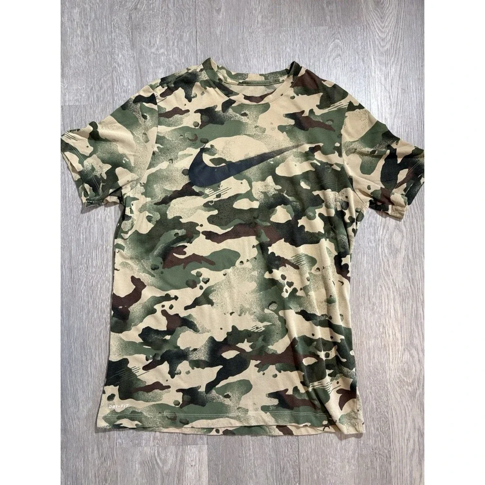 Nike Dri Fit T Shirt Mens L Multicolor Camo Outdoor Training Athletic